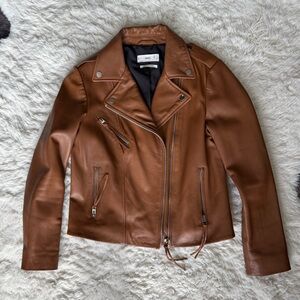 Mango Tan Leather Biker Jacket